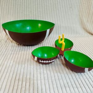 Melamine Football Themed Party Chips and Dips Bowls Set
